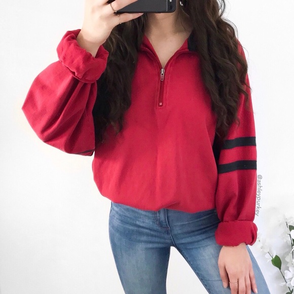 Cherokee Tops - ❤️SALE❤️ vintage red black quarter zip pullover